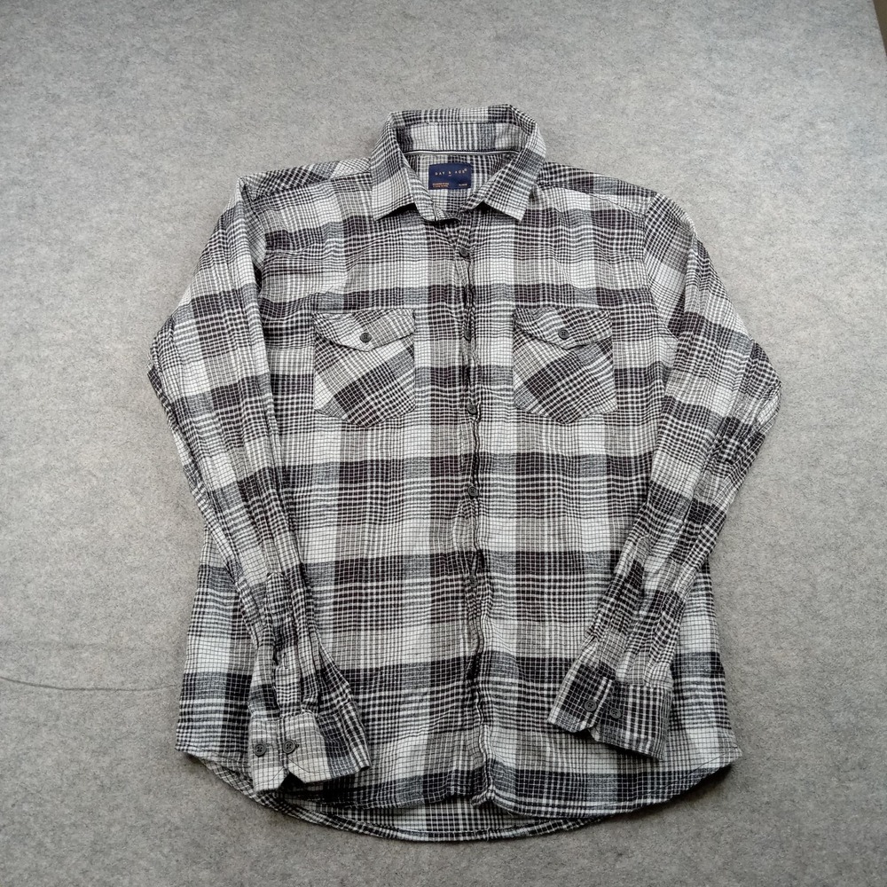 Day Age Shirt Mens XL Gray Houndstooth Flannel Button Front Long Sleeve